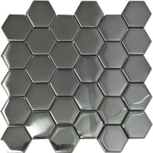 Mozaika Szklana Heksagony Srebrna Mat 48