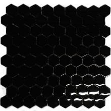 Mozaika Szklana Czarna Heksagony 32
